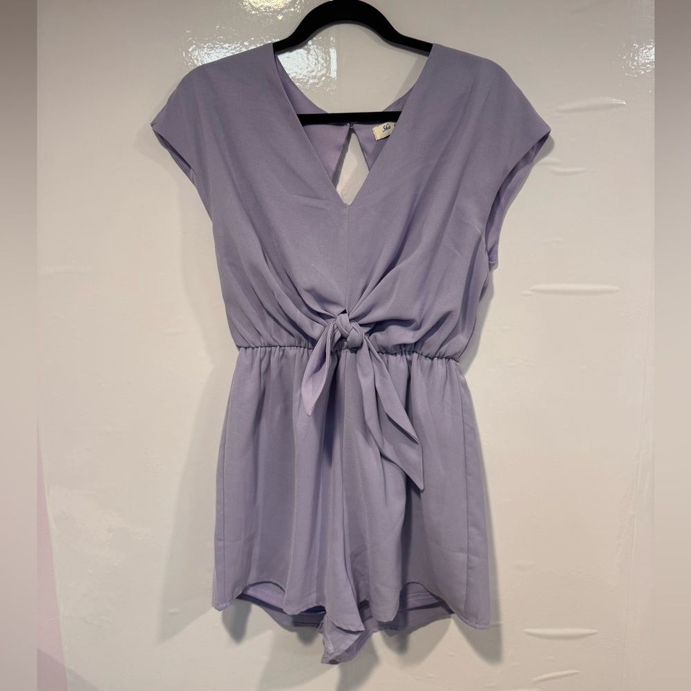 She + Sky Lilac Purple tie front romper